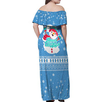 Guatemala Christmas Family Matching Off Shoulder Maxi Dress and Hawaiian Shirt with Blue Christmas Monkey Tree Snowman and Snowflake - Wonder Print Shop