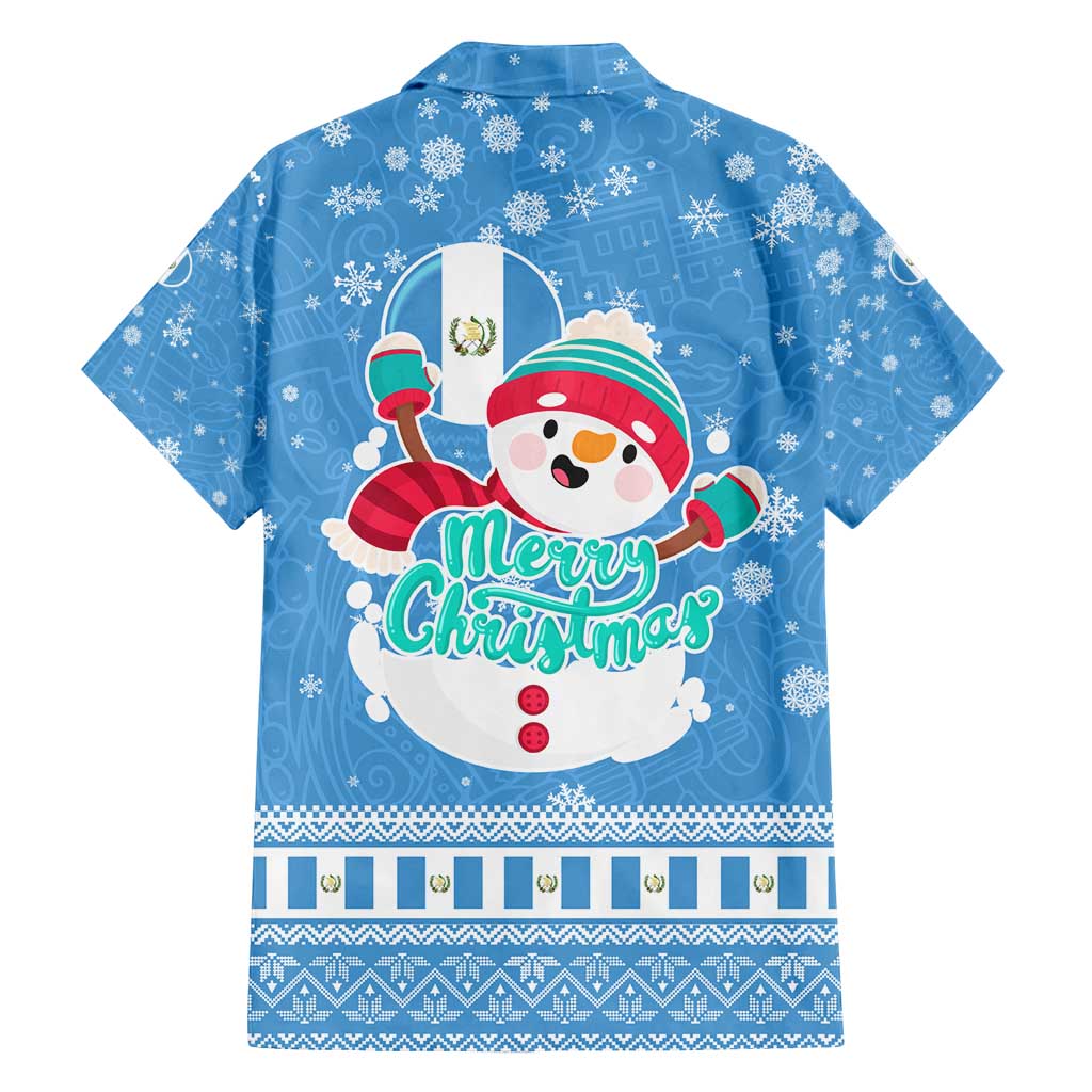 Guatemala Christmas Family Matching Puletasi and Hawaiian Shirt with Blue Christmas Monkey Tree Snowman and Snowflake - Wonder Print Shop