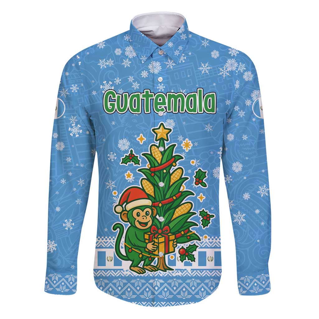 Guatemala Christmas Family Matching Puletasi and Hawaiian Shirt with Blue Christmas Monkey Tree Snowman and Snowflake - Wonder Print Shop