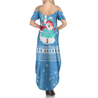 Guatemala Christmas Family Matching Summer Maxi Dress and Hawaiian Shirt with Blue Christmas Monkey Tree Snowman and Snowflake - Wonder Print Shop
