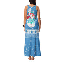 Guatemala Christmas Family Matching Tank Maxi Dress and Hawaiian Shirt with Blue Christmas Monkey Tree Snowman and Snowflake - Wonder Print Shop