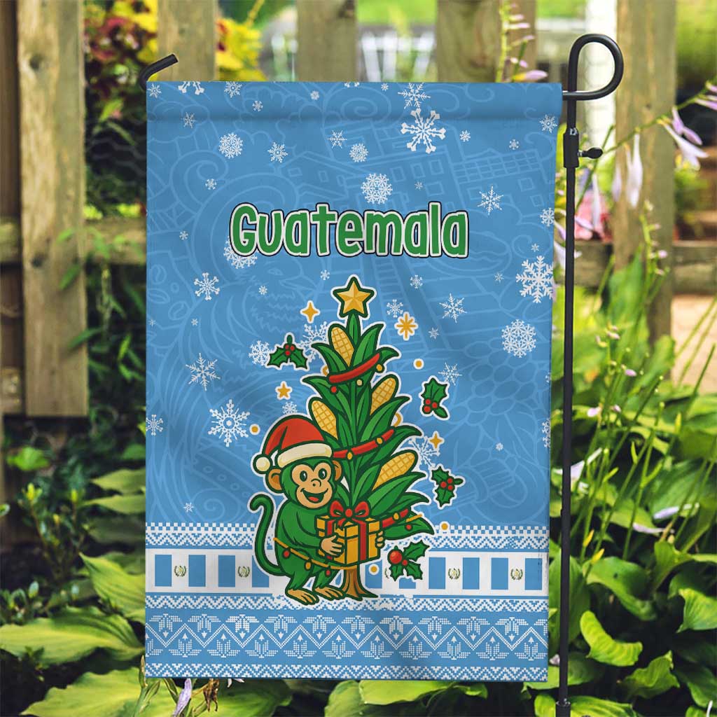 Guatemala Christmas Garden Flag with Blue Christmas Monkey Tree Snowman and Snowflake - Wonder Print Shop