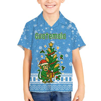 Guatemala Christmas Hawaiian Shirt with Blue Christmas Monkey Tree Snowman and Snowflake - Wonder Print Shop