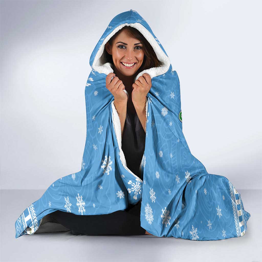 Guatemala Christmas Hooded Blanket with Blue Christmas Monkey Tree Snowman and Snowflake - Wonder Print Shop