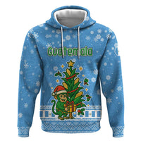 Guatemala Christmas Hoodie with Blue Christmas Monkey Tree Snowman and Snowflake - Wonder Print Shop
