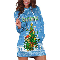 Guatemala Christmas Hoodie Dress with Blue Christmas Monkey Tree Snowman and Snowflake - Wonder Print Shop