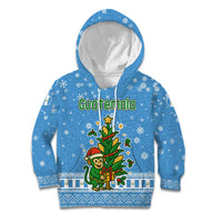 Guatemala Christmas Kid Hoodie with Blue Christmas Monkey Tree Snowman and Snowflake - Wonder Print Shop