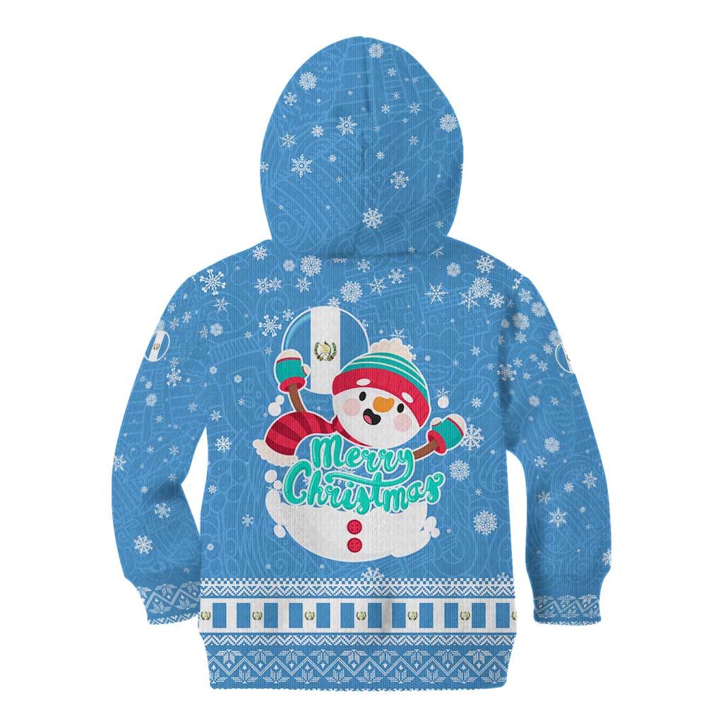 Guatemala Christmas Kid Hoodie with Blue Christmas Monkey Tree Snowman and Snowflake - Wonder Print Shop