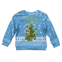 Guatemala Christmas Kid Ugly Christmas Sweater with Blue Christmas Monkey Tree Snowman and Snowflake - Wonder Print Shop