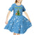 Guatemala Christmas Kid Short Sleeve Dress with Blue Christmas Monkey Tree Snowman and Snowflake - Wonder Print Shop