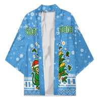 Guatemala Christmas Kimono with Blue Christmas Monkey Tree Snowman and Snowflake - Wonder Print Shop
