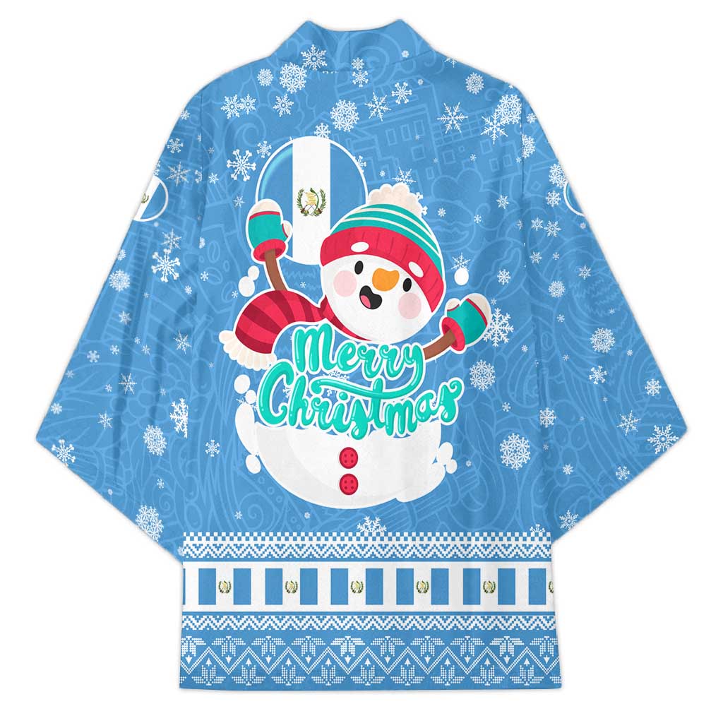 Guatemala Christmas Kimono with Blue Christmas Monkey Tree Snowman and Snowflake - Wonder Print Shop