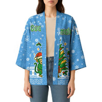 Guatemala Christmas Kimono with Blue Christmas Monkey Tree Snowman and Snowflake - Wonder Print Shop