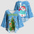 Guatemala Christmas Kimono Sleeve Blouse with Blue Christmas Monkey Tree Snowman and Snowflake - Wonder Print Shop