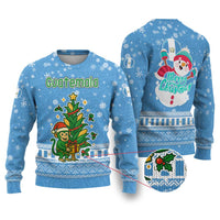 Guatemala Christmas Ugly Christmas Sweater with Blue Christmas Monkey Tree Snowman and Snowflake - Wonder Print Shop