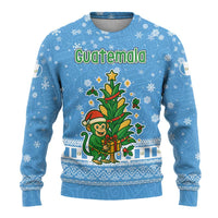Guatemala Christmas Ugly Christmas Sweater with Blue Christmas Monkey Tree Snowman and Snowflake - Wonder Print Shop