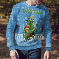 Guatemala Christmas Ugly Christmas Sweater with Blue Christmas Monkey Tree Snowman and Snowflake - Wonder Print Shop