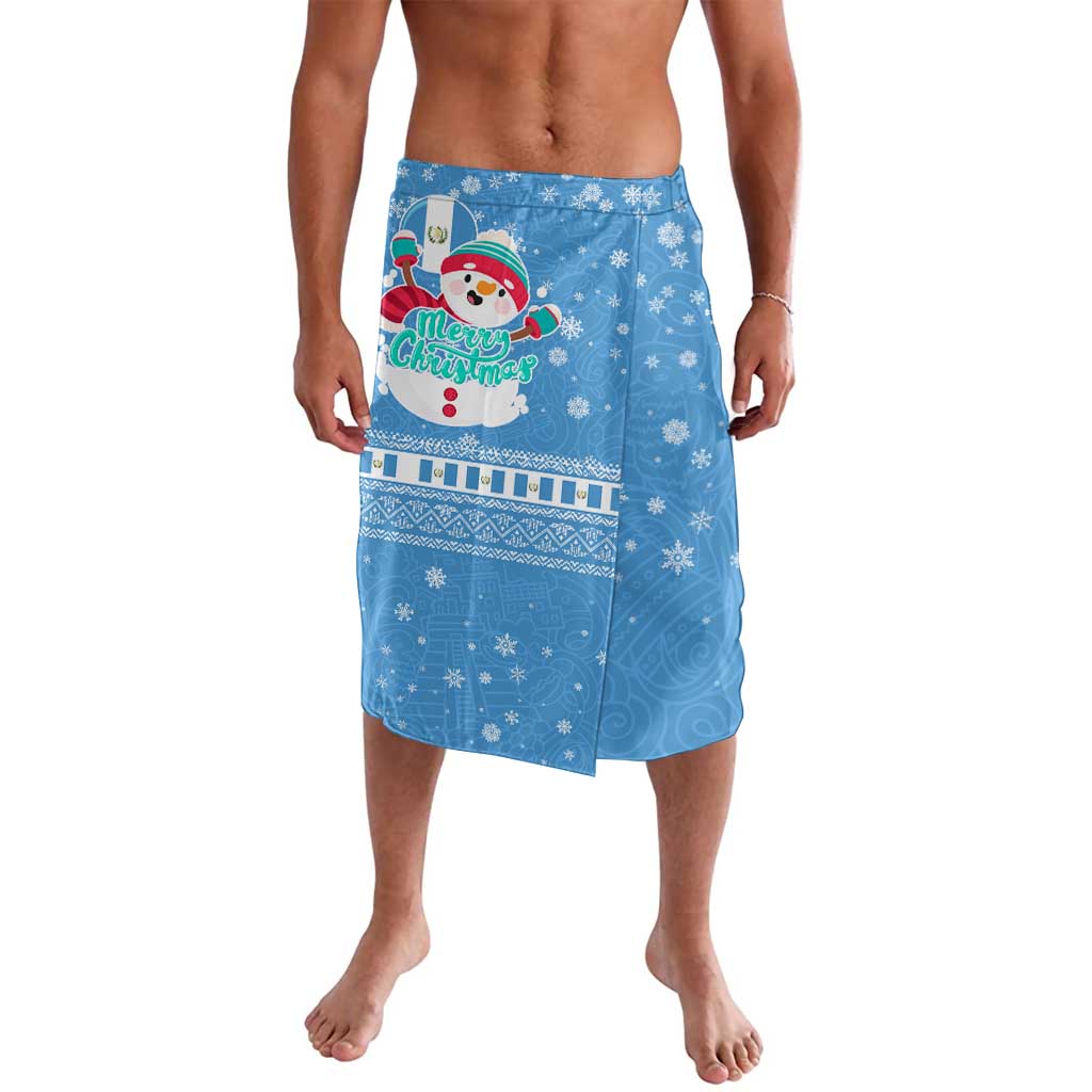 Guatemala Christmas Lavalava with Blue Christmas Monkey Tree Snowman and Snowflake - Wonder Print Shop