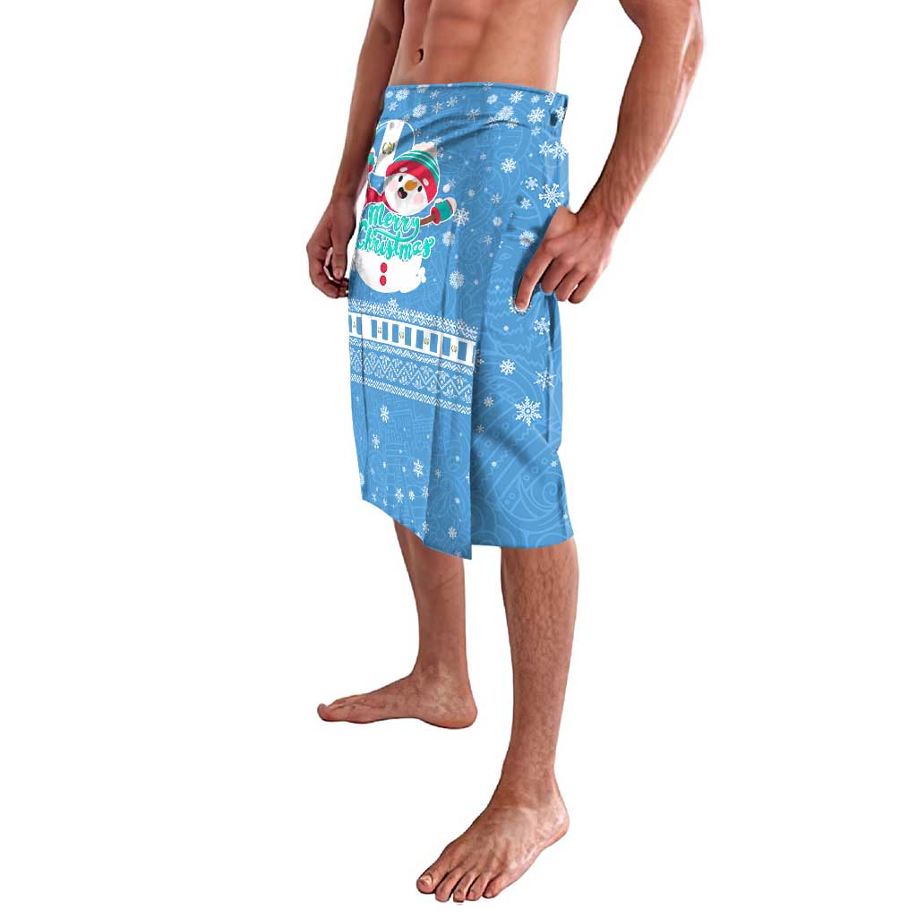 Guatemala Christmas Lavalava with Blue Christmas Monkey Tree Snowman and Snowflake - Wonder Print Shop