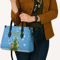 Guatemala Christmas Leather Bag with Blue Christmas Monkey Tree Snowman and Snowflake - Wonder Print Shop