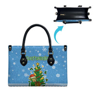 Guatemala Christmas Leather Bag with Blue Christmas Monkey Tree Snowman and Snowflake - Wonder Print Shop