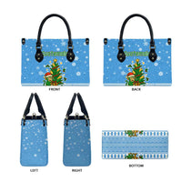 Guatemala Christmas Leather Bag with Blue Christmas Monkey Tree Snowman and Snowflake - Wonder Print Shop