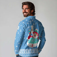 Guatemala Christmas Long Sleeve Polo Shirt with Blue Christmas Monkey Tree Snowman and Snowflake - Wonder Print Shop