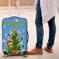 Guatemala Christmas Luggage Cover with Blue Christmas Monkey Tree Snowman and Snowflake - Wonder Print Shop