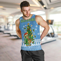Guatemala Christmas Men Tank Top with Blue Christmas Monkey Tree Snowman and Snowflake - Wonder Print Shop