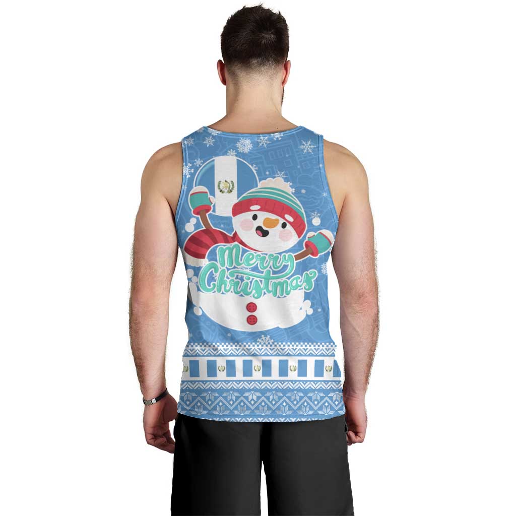 Guatemala Christmas Men Tank Top with Blue Christmas Monkey Tree Snowman and Snowflake - Wonder Print Shop