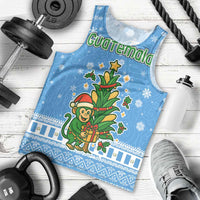 Guatemala Christmas Men Tank Top with Blue Christmas Monkey Tree Snowman and Snowflake - Wonder Print Shop