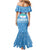 Guatemala Christmas Mermaid Dress with Blue Christmas Monkey Tree Snowman and Snowflake - Wonder Print Shop