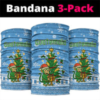 Guatemala Christmas Neck Gaiter with Blue Christmas Monkey Tree Snowman and Snowflake - Wonder Print Shop