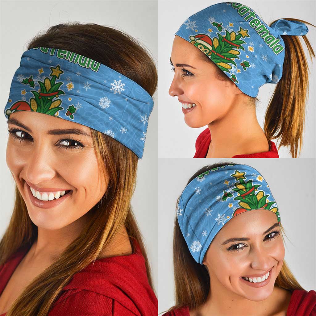 Guatemala Christmas Neck Gaiter with Blue Christmas Monkey Tree Snowman and Snowflake - Wonder Print Shop