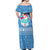 Guatemala Christmas Off Shoulder Maxi Dress with Blue Christmas Monkey Tree Snowman and Snowflake - Wonder Print Shop