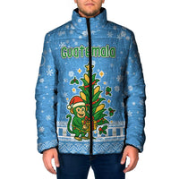 Guatemala Christmas Padded Jacket with Blue Christmas Monkey Tree Snowman and Snowflake - Wonder Print Shop