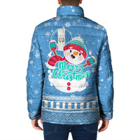 Guatemala Christmas Padded Jacket with Blue Christmas Monkey Tree Snowman and Snowflake - Wonder Print Shop