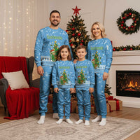 Guatemala Christmas Pajama Set with Blue Christmas Monkey Tree Snowman and Snowflake - Wonder Print Shop