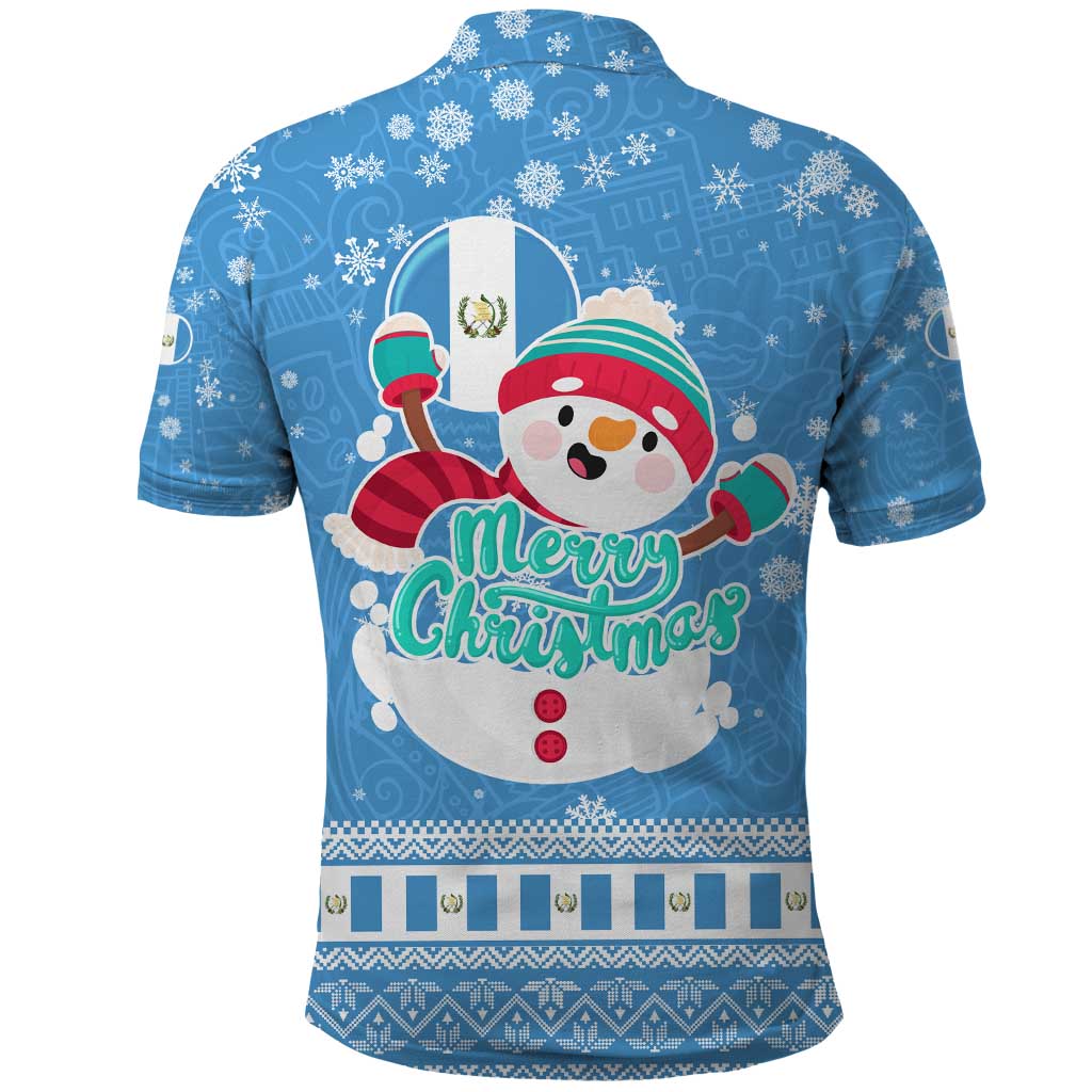 Guatemala Christmas Polo Shirt with Blue Christmas Monkey Tree Snowman and Snowflake - Wonder Print Shop