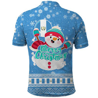 Guatemala Christmas Polo Shirt with Blue Christmas Monkey Tree Snowman and Snowflake - Wonder Print Shop