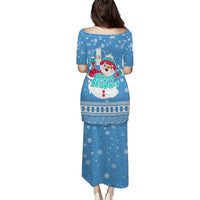 Guatemala Christmas Puletasi with Blue Christmas Monkey Tree Snowman and Snowflake - Wonder Print Shop