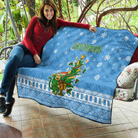 Guatemala Christmas Quilt with Blue Christmas Monkey Tree Snowman and Snowflake - Wonder Print Shop
