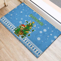 Guatemala Christmas Rubber Doormat with Blue Christmas Monkey Tree Snowman and Snowflake - Wonder Print Shop