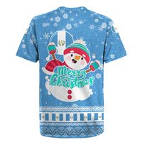 Guatemala Christmas Rugby Jersey with Blue Christmas Monkey Tree Snowman and Snowflake - Wonder Print Shop