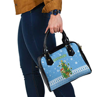 Guatemala Christmas Shoulder Handbag with Blue Christmas Monkey Tree Snowman and Snowflake - Wonder Print Shop