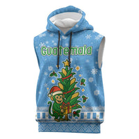 Guatemala Christmas Sleeveless Hoodie with Blue Christmas Monkey Tree Snowman and Snowflake - Wonder Print Shop