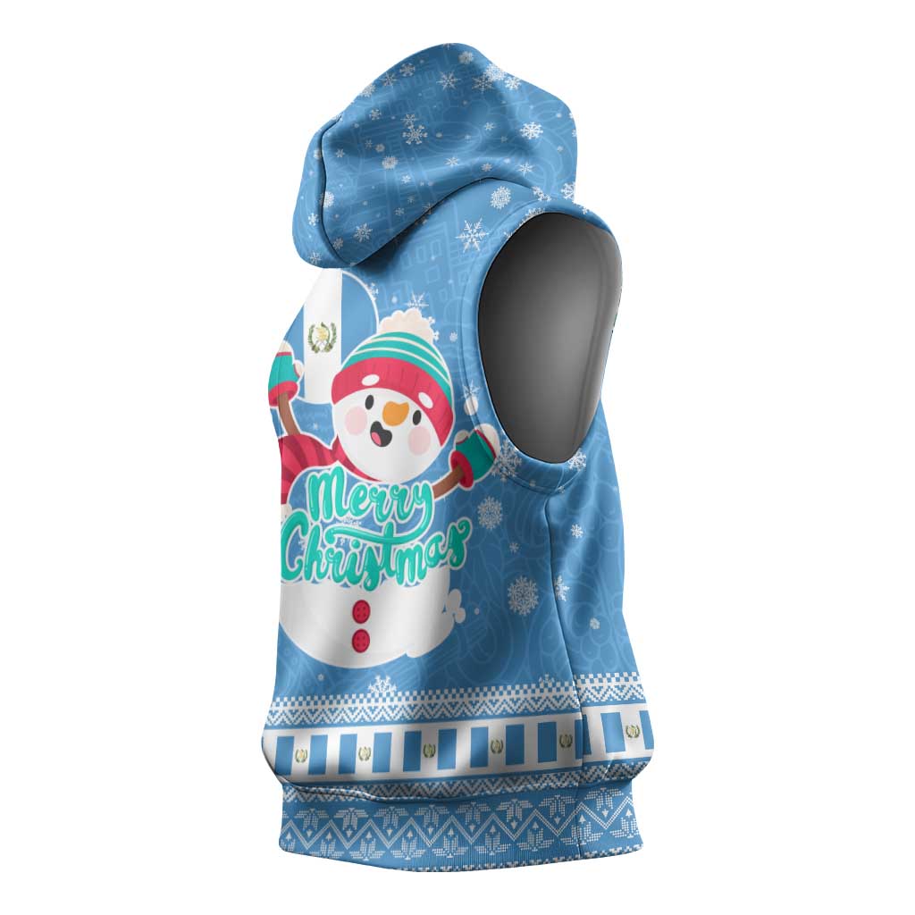 Guatemala Christmas Sleeveless Hoodie with Blue Christmas Monkey Tree Snowman and Snowflake - Wonder Print Shop