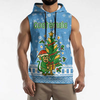 Guatemala Christmas Sleeveless Hoodie with Blue Christmas Monkey Tree Snowman and Snowflake - Wonder Print Shop
