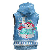Guatemala Christmas Sleeveless Zip Hoodie with Blue Christmas Monkey Tree Snowman and Snowflake - Wonder Print Shop