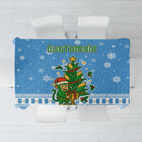 Guatemala Christmas Tablecloth with Blue Christmas Monkey Tree Snowman and Snowflake - Wonder Print Shop
